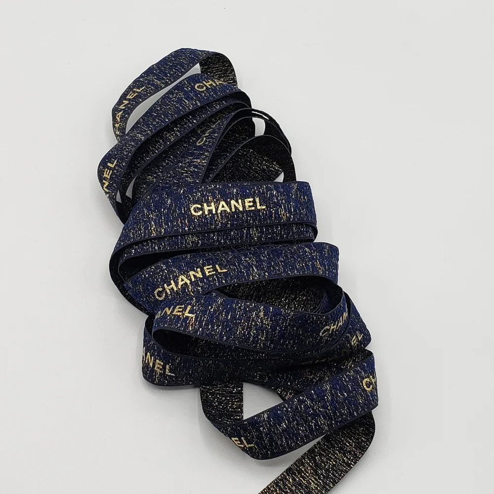 Chanel Navy Gold Holiday Ribbon 93 inches
